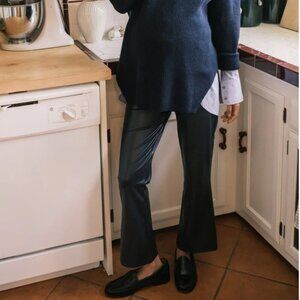 Hatch Maternity Vegan Stretch Leather Crop Flare Black sz L